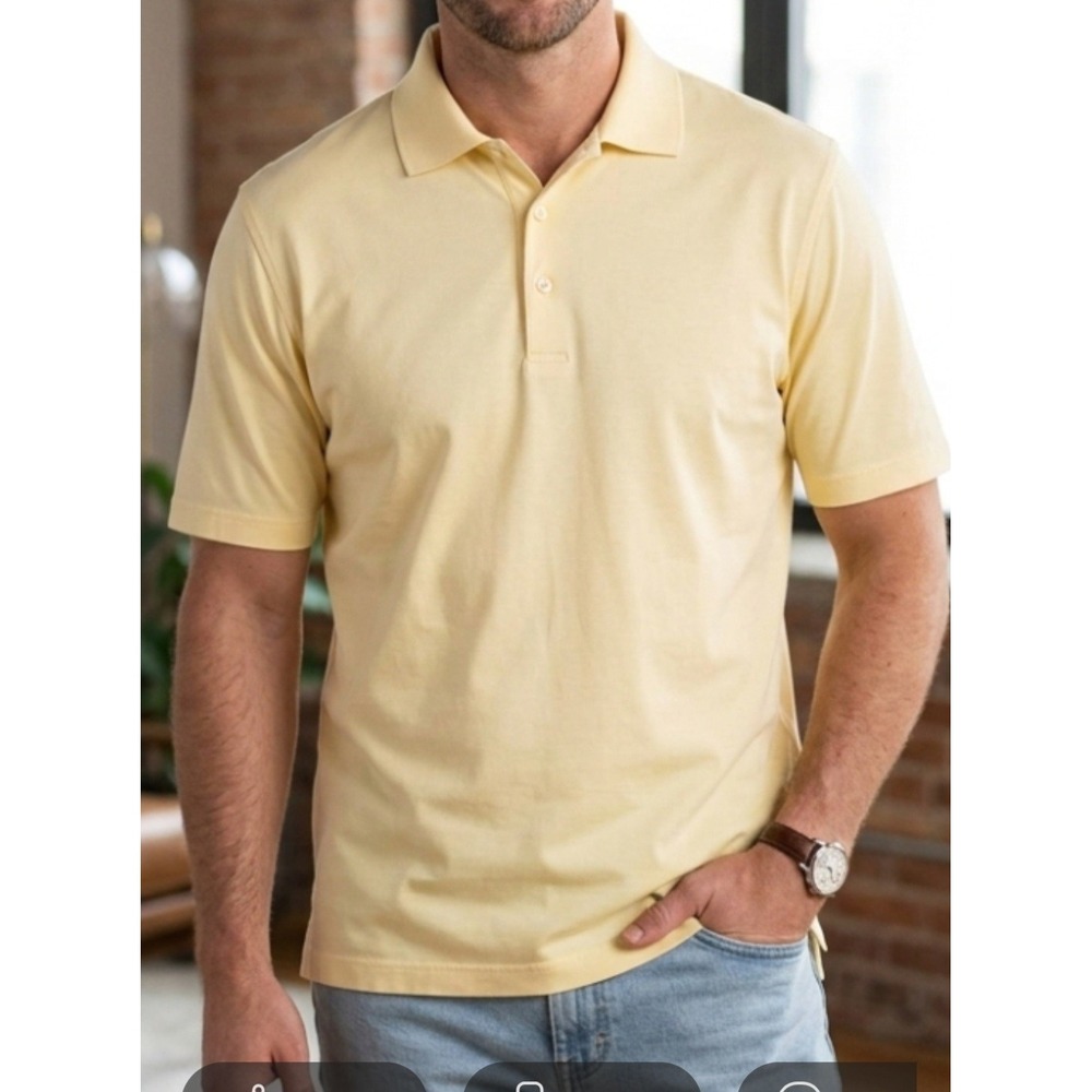 Peter Millar Summer Comfort Mens Pale Yellow Golf Polo w/ BCCF LOGO Size L